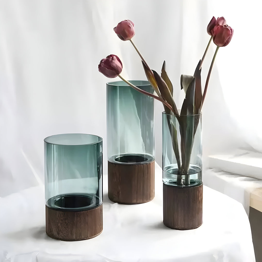 TranquilSkantooom Vase – europeisk hydroponisk vase laget av tre og glass