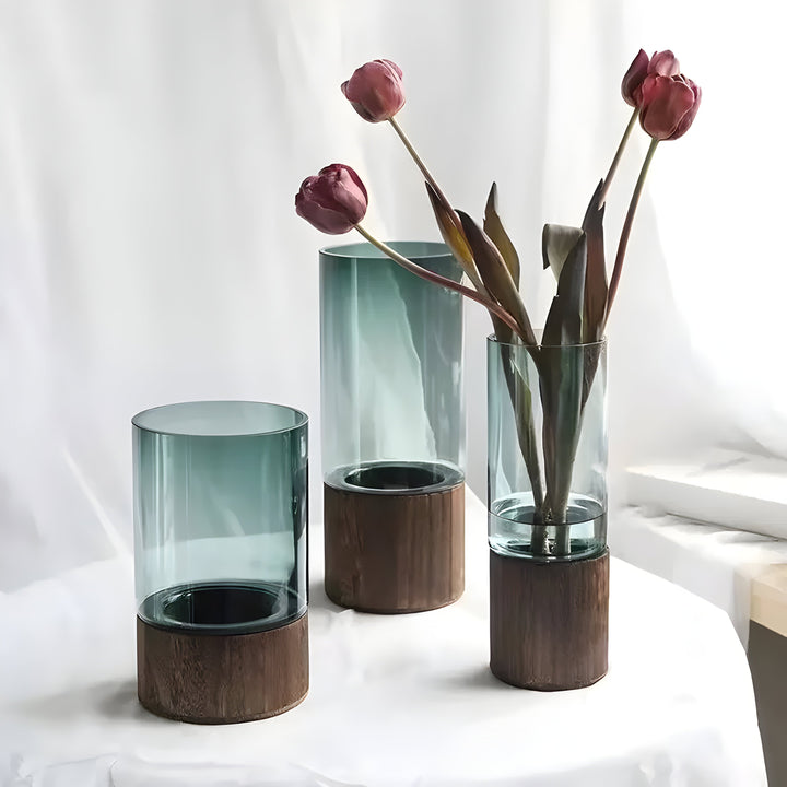 TranquilSkantooom Vase – europeisk hydroponisk vase laget av tre og glass