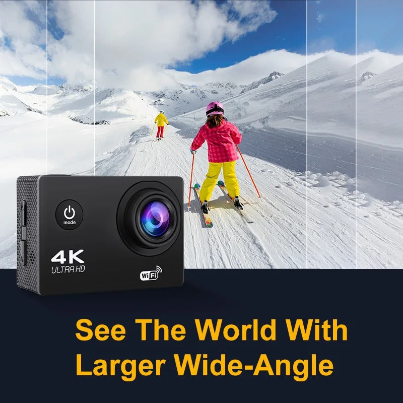Skanto | 4K Ultra HD Sport Pro Kamera - Wifi-aktivert og vanntett for Vlogging og utendørs sport
