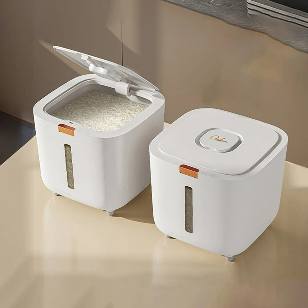 StockClick – Lufttett dispenserboks med målebeger for ris og korn (5 eller 10 kg) | Skanto