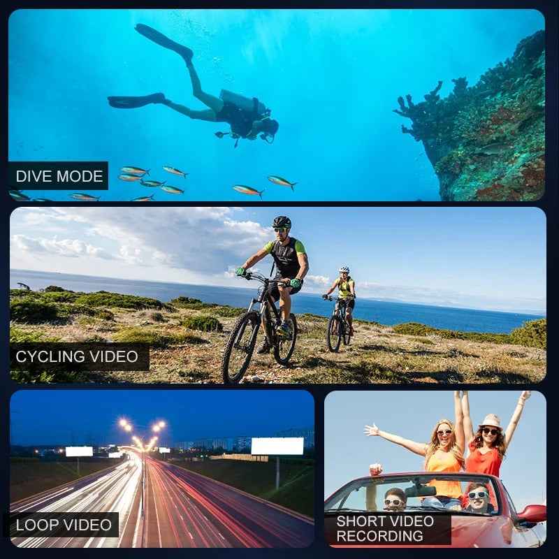 Skanto | 4K Ultra HD Sport Pro Kamera - Wifi-aktivert og vanntett for Vlogging og utendørs sport