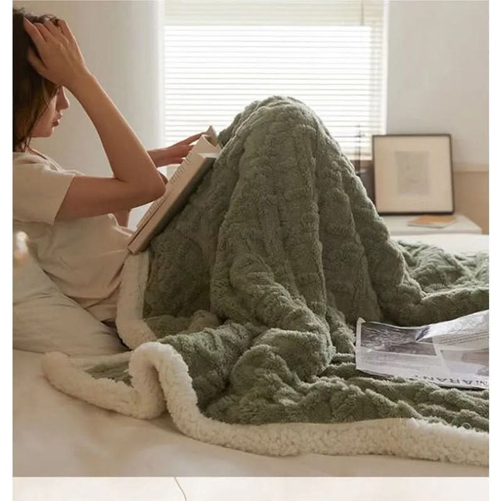Skanto | Tykk lammeull fleece vinterteppe mykt varmt kast