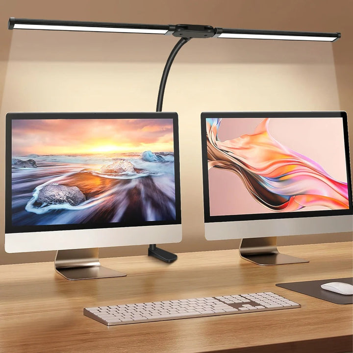 Skanto | Dobbel-hette LED Skrivebordslampe | Belysningsløsning for Studie, Arbeid & Kontorbruk