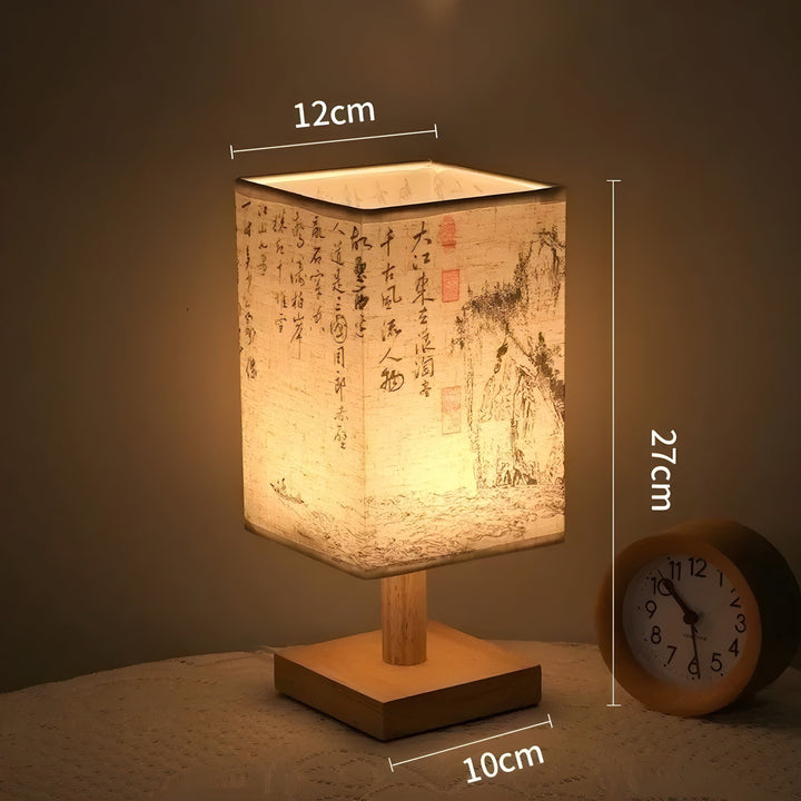 SerenityGlow Lampe - Moderne Stoff LED Kinesisk Stil Bordlampe | Skanto