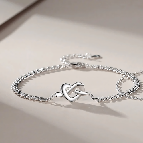 Skanto | S925 Dainty Hjerte Knute Kjærlighet Armbånd