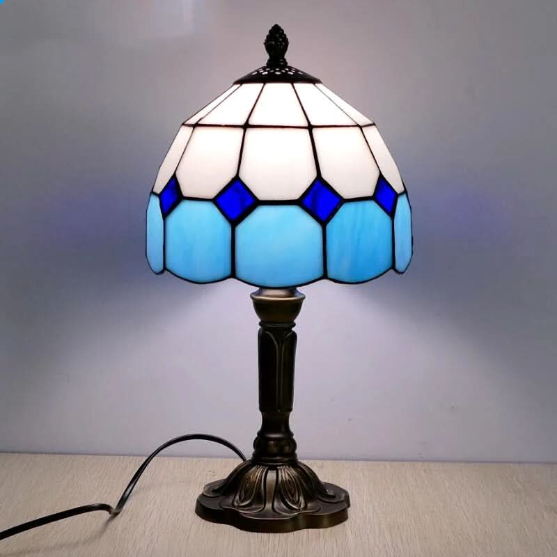 Retro-Barock-Tischleuchte fra Tiffany-Glass med LED-Beleuchtung, E27
