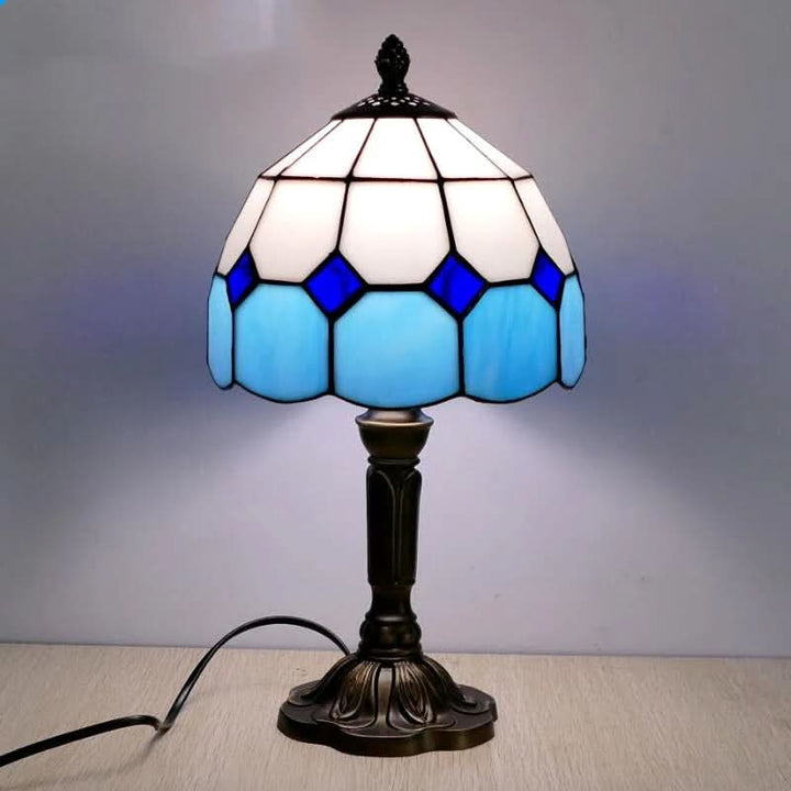 Retro-Barock-Tischleuchte fra Tiffany-Glass med LED-Beleuchtung, E27
