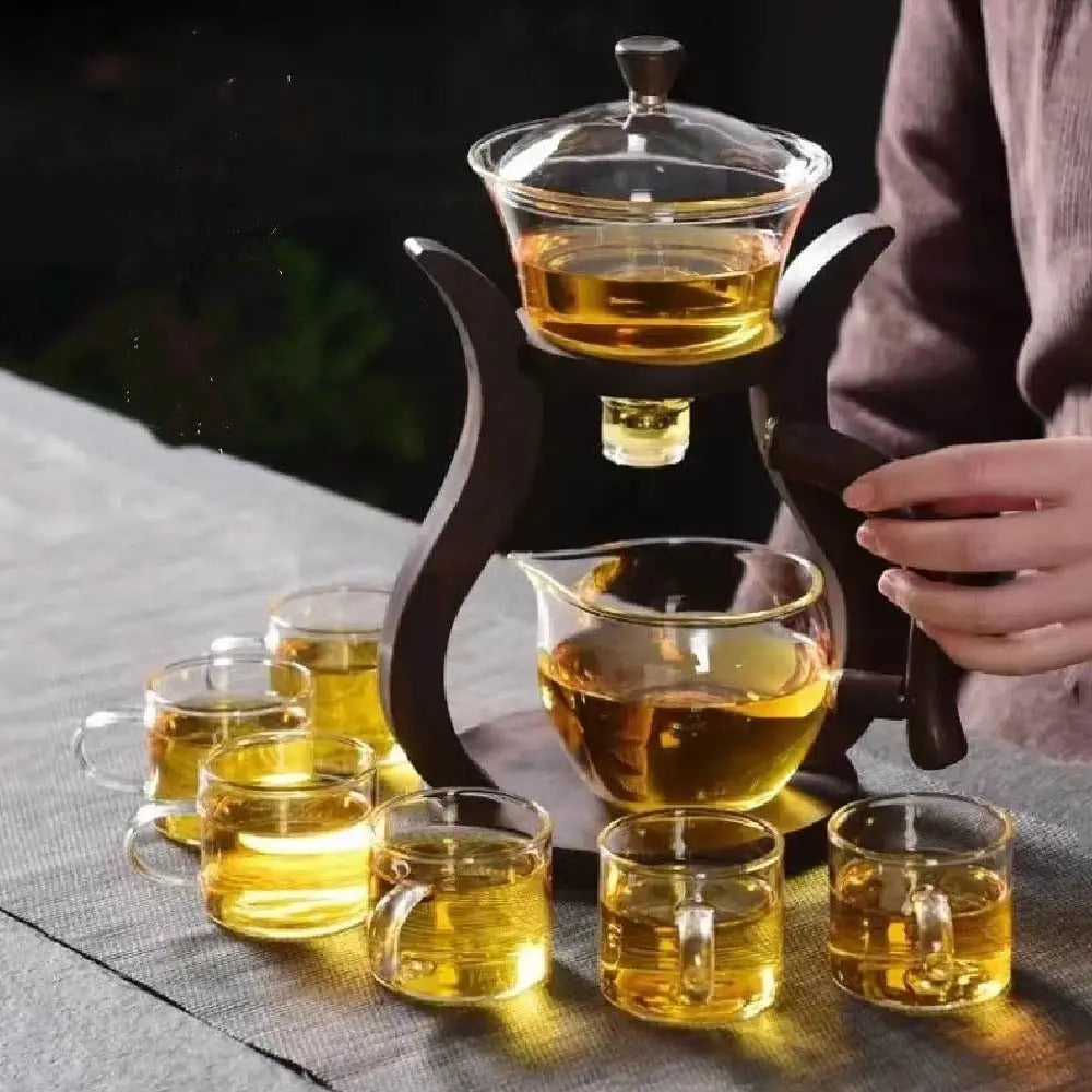 Glass Teaset med magnetisk flyt – semi-automatisk kjele, varmebestandig og elegant | Skanto