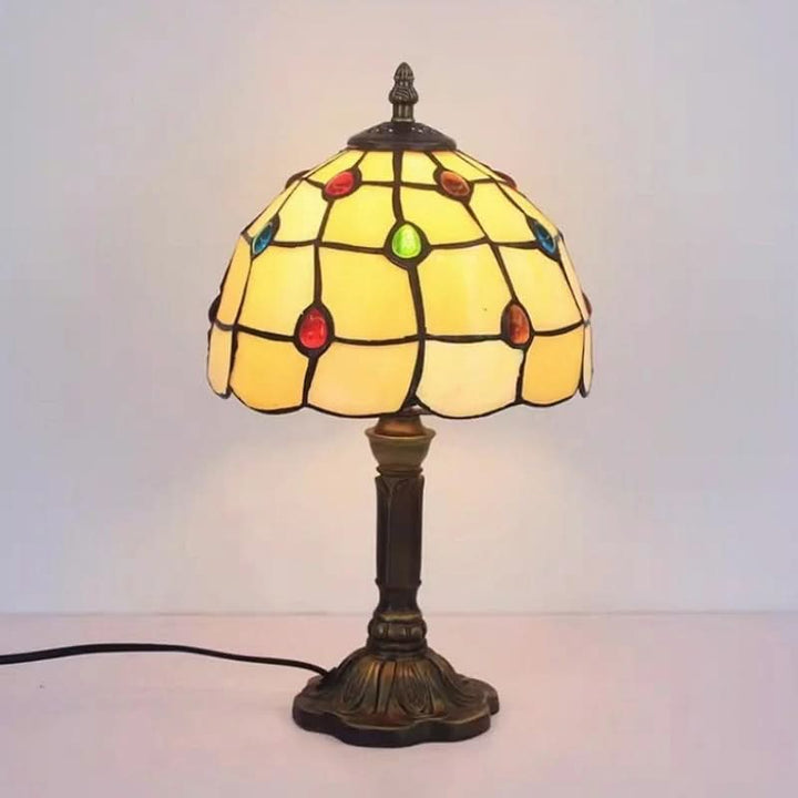 Retro-Barock-Tischleuchte fra Tiffany-Glass med LED-Beleuchtung, E27