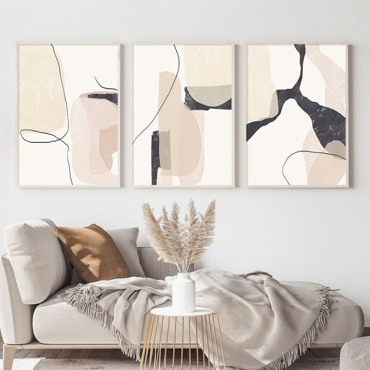 Abstrakt beige marmor geometriske former - lerret veggkunsttrykk | Skanto