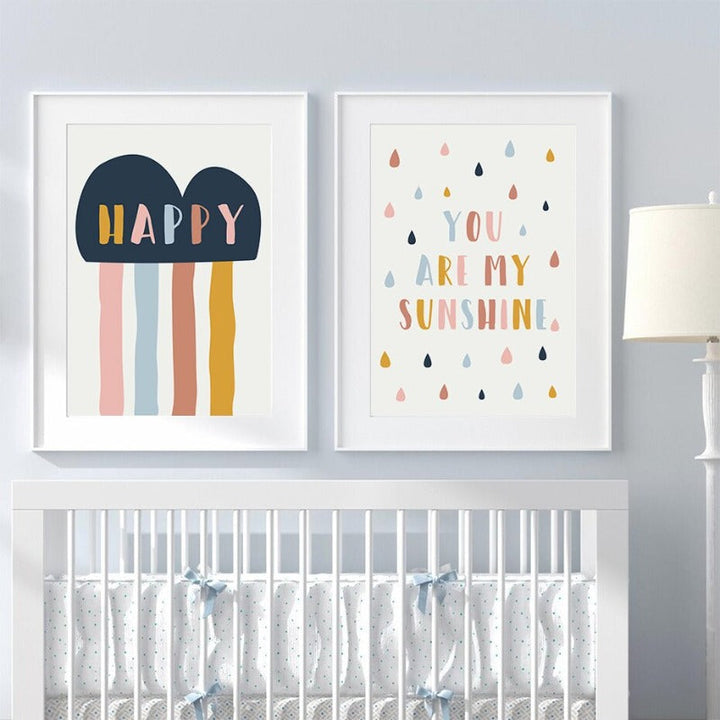 Happy Color You Are My Sunshine Barnerom - Lerret Veggkunst Trykk