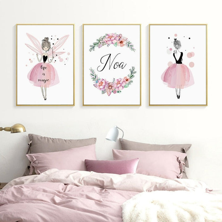 Rosa Floral Akvarell Alv Lerret Veggkunst Trykk