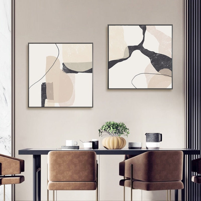 Abstrakt beige marmor geometriske former - lerret veggkunsttrykk | Skanto