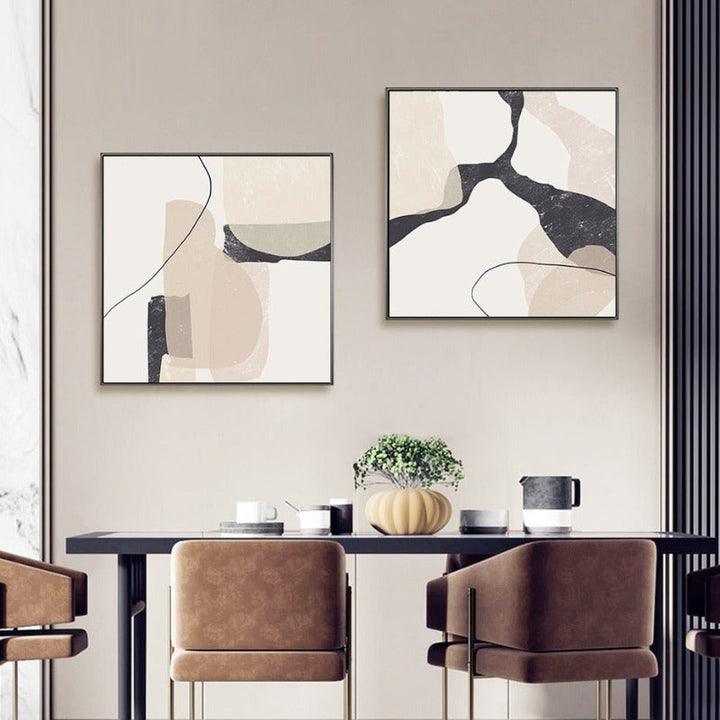Abstrakt beige marmor geometriske former - lerret veggkunsttrykk | Skanto