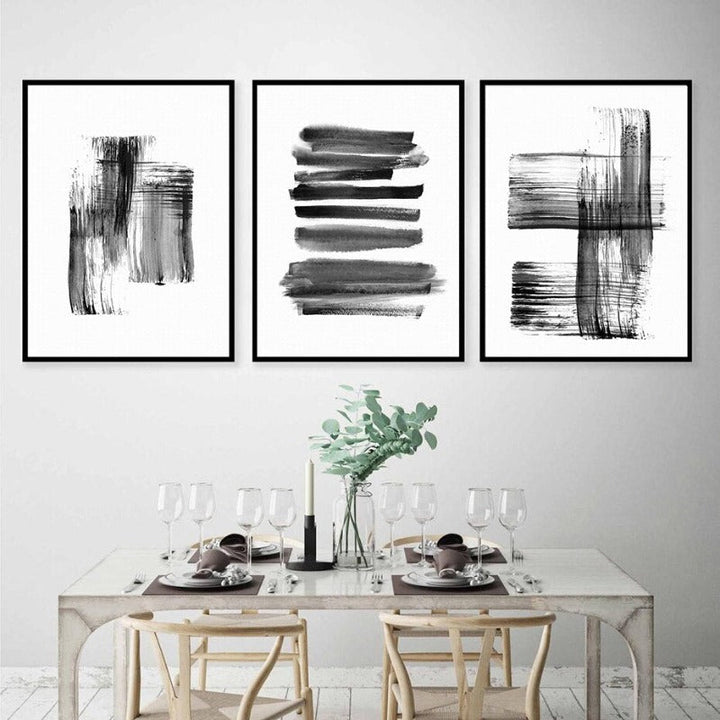 Abstract Ink Brush Strokes - Canvas Wall Art Print | Skanto