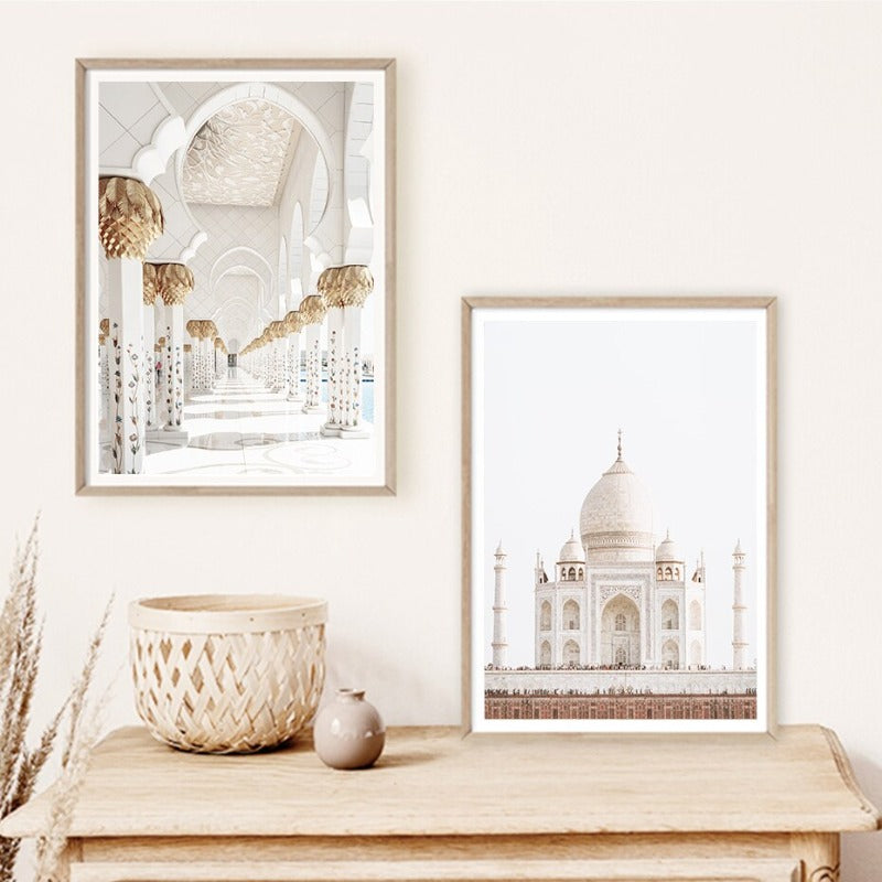 Bohemia Leaves Tørkede Planter Taj Mahal - Lerret Veggkunst Trykk | Skanto