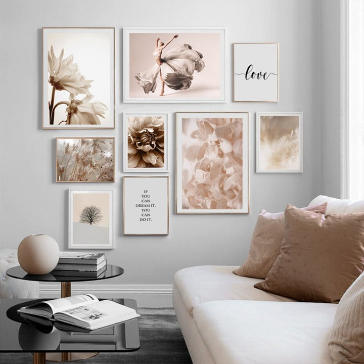 Bohemsk Stil Blush Blomsterkort - Lærred Veggkunst Trykk | Skanto