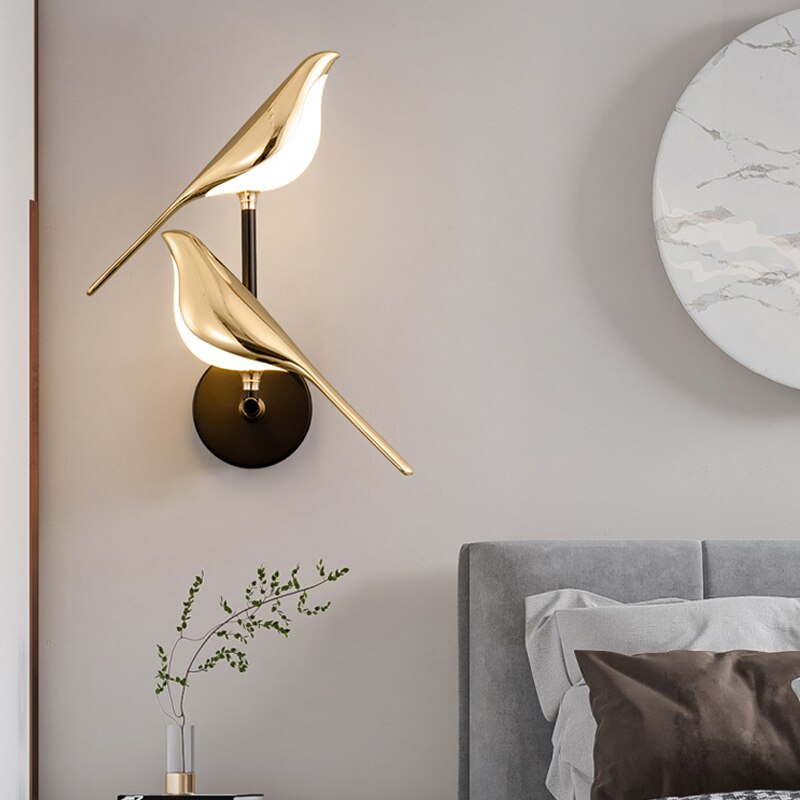 Moderne Fuglevegglampe Gull - Minimalistisk Vegglampe for Dekorativ Belysning | Skanto