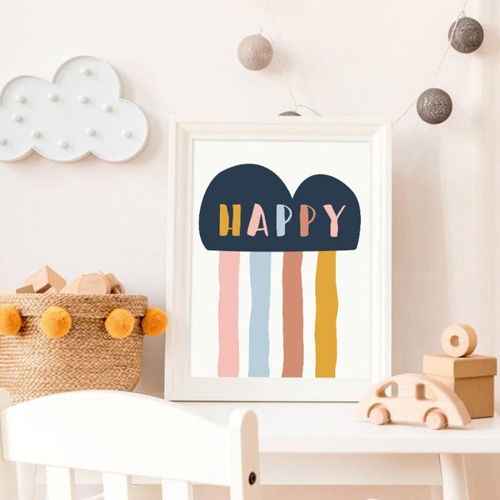 Happy Color You Are My Sunshine Barnerom - Lerret Veggkunst Trykk