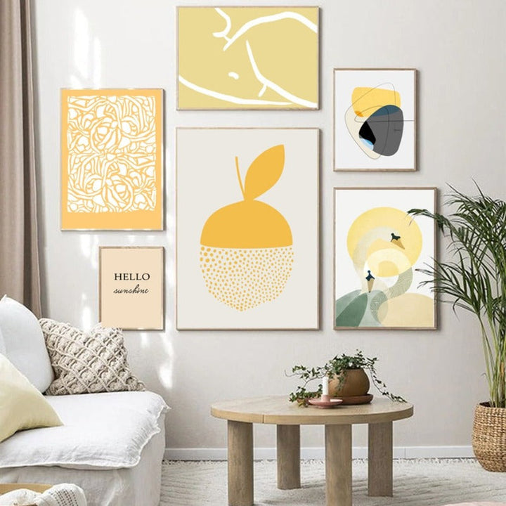 Trendy abstrakte gule grafiske design – lerretsbilde