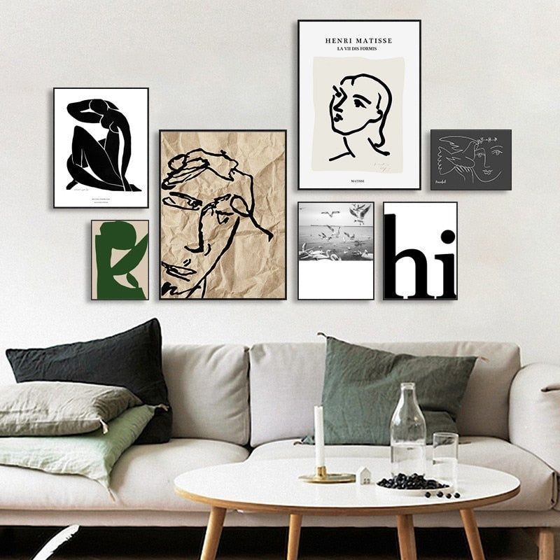 Vintage Matisse-linjefigur (europeisk stil) – lerretsbilde