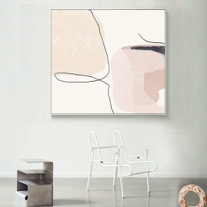 Abstrakt beige marmor geometriske former - lerret veggkunsttrykk | Skanto