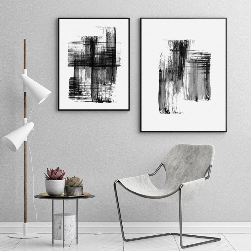 Abstract Ink Brush Strokes - Canvas Wall Art Print | Skanto
