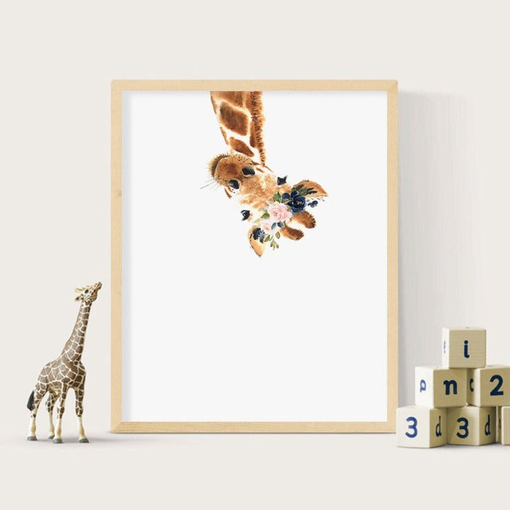 Søt Giraff Drøm Aquarell - Lerret Veggkunst Trykk