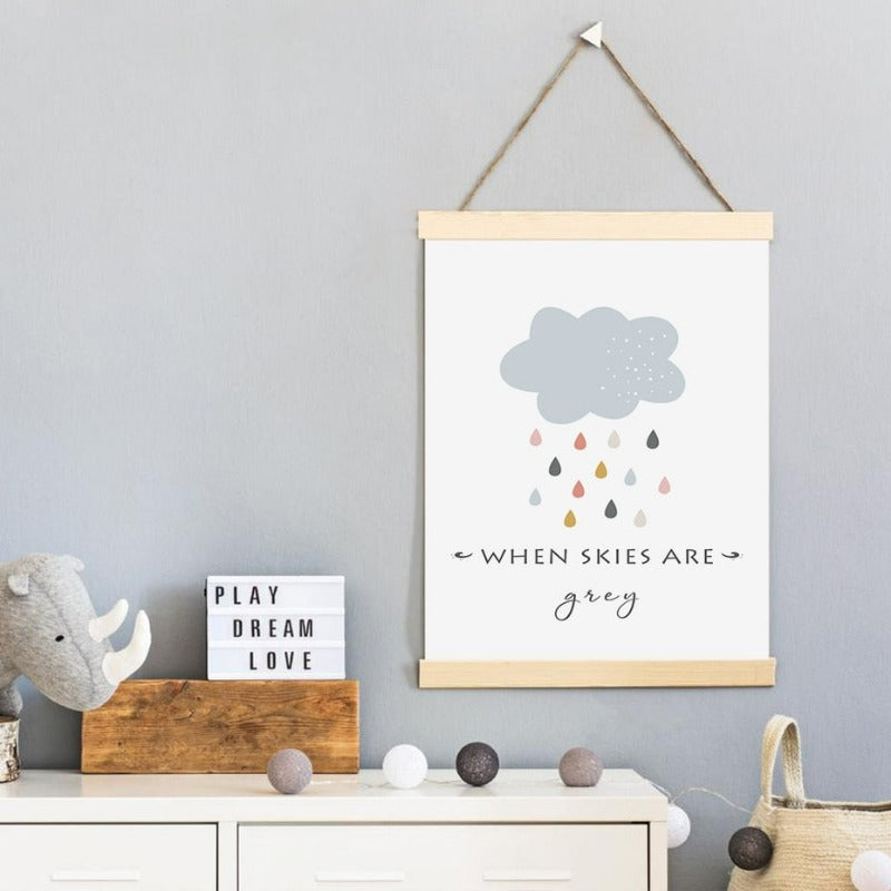 Cartoon Sol Sky Skyen Regnbue Barnerom Dekor-Canvas Veggkunst Trykk | Skanto