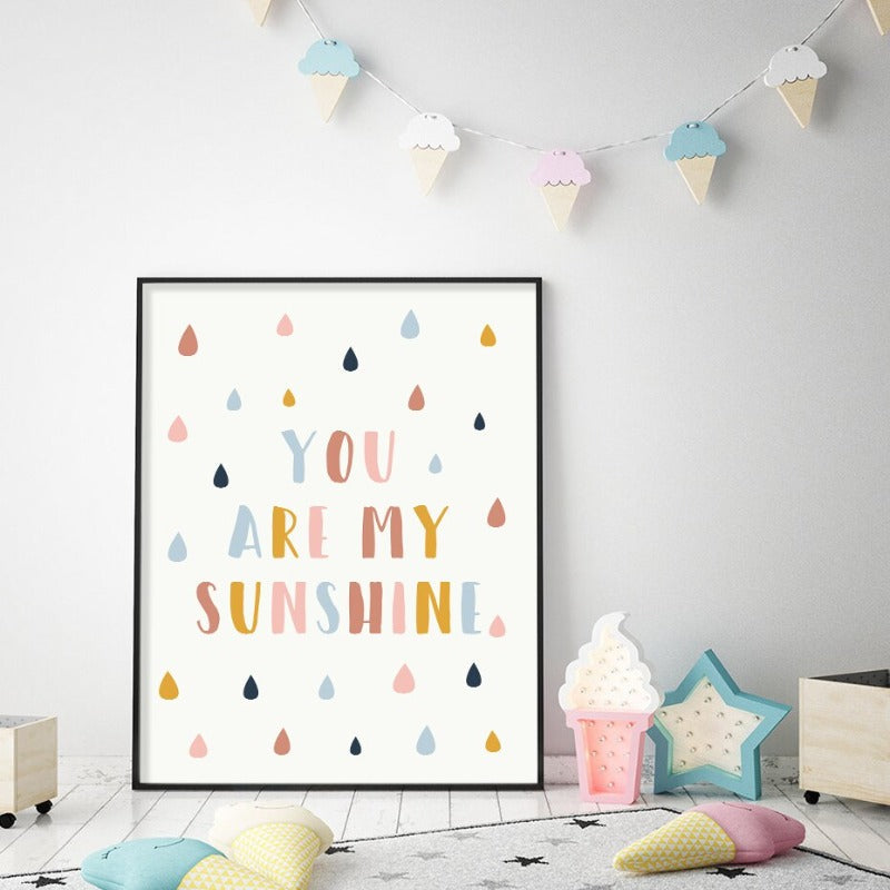 Happy Color You Are My Sunshine Barnerom - Lerret Veggkunst Trykk