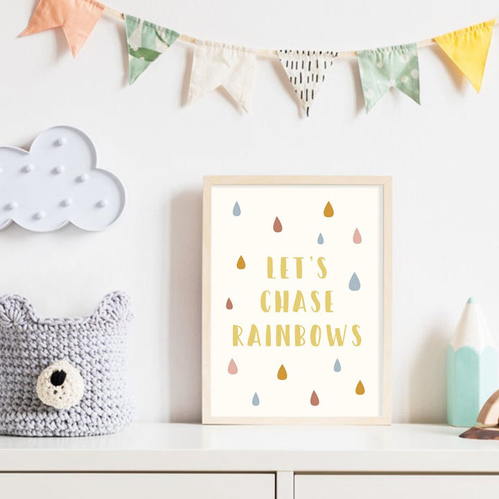 Let's Chase Rainbows Kids - Lerret Veggkunst Utgave