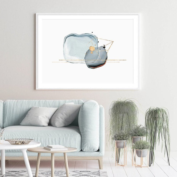 Abstract Blue & Gold Watercolor - Canvas Wall Art Print | Skanto