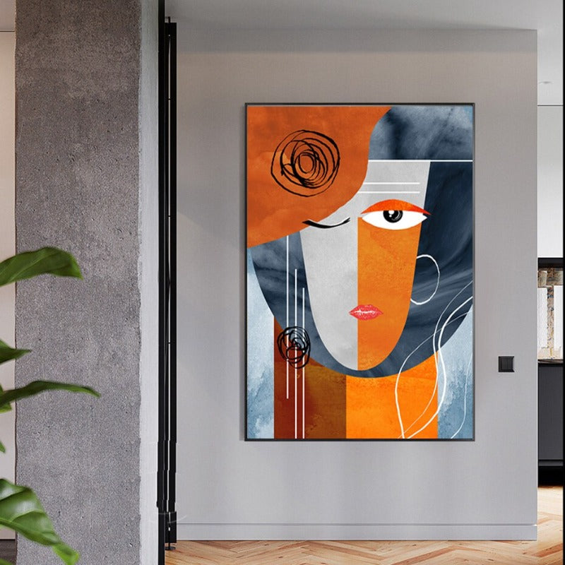 Modern abstract geometric risk ansikter – lerrettrykk