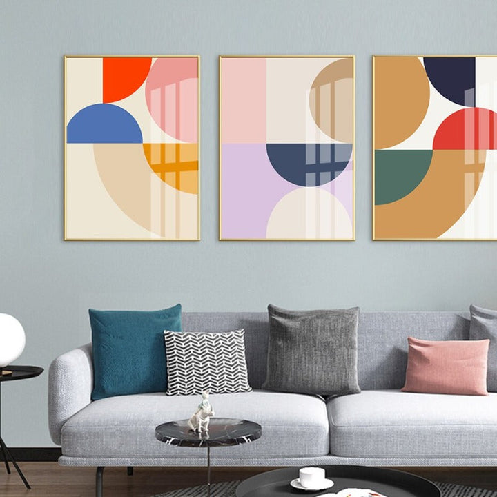 Modern abstrakt geometrisk fargeblokk – lerrettrykk