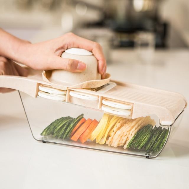 Mandoline grønnsaksskjærer med rustfrie stålblader | Skanto