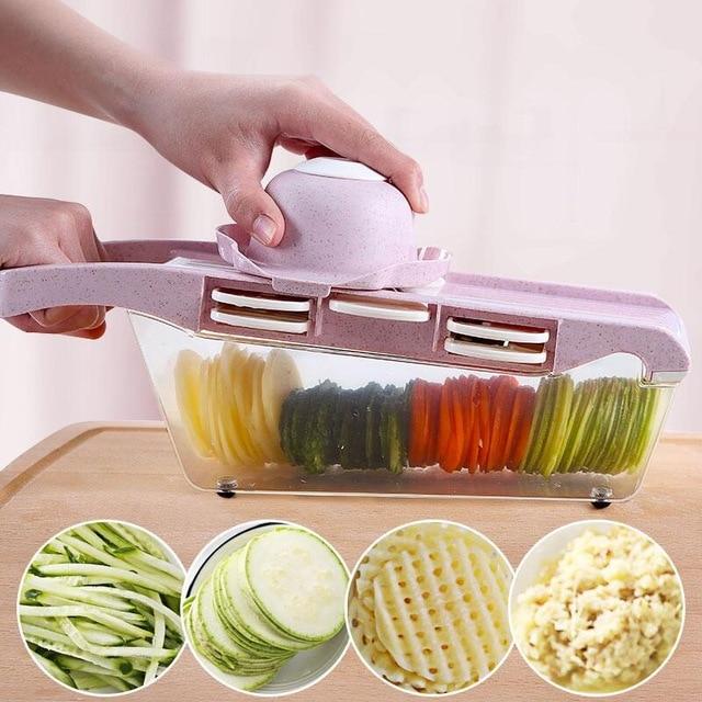 Mandoline grønnsaksskjærer med rustfrie stålblader | Skanto