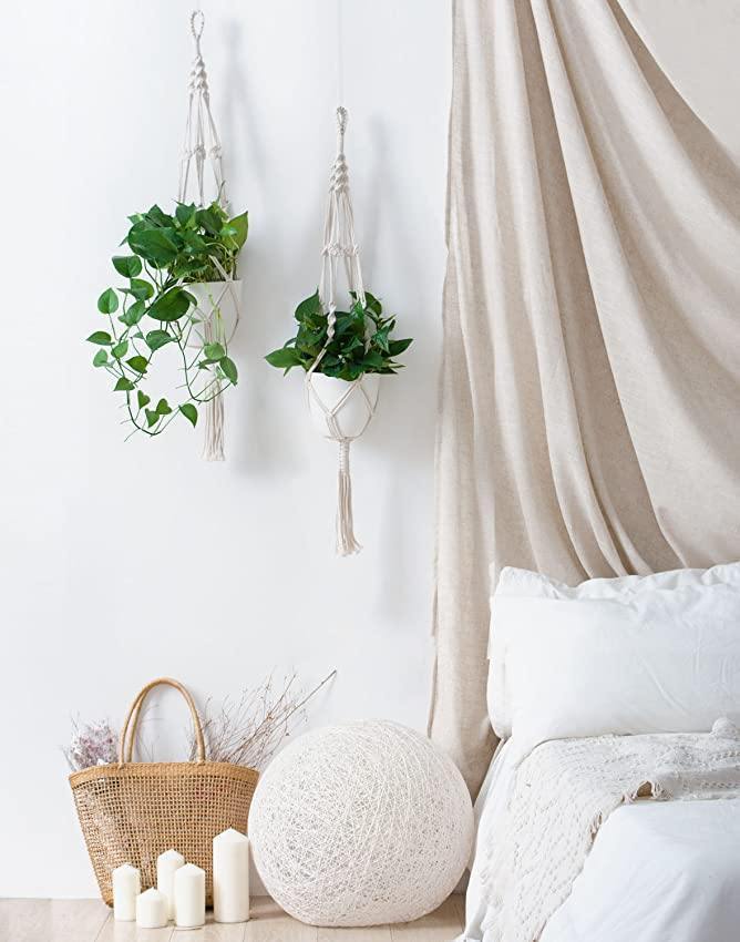 Skanto | 4-delt håndlaget Boho makramee planteholder sett