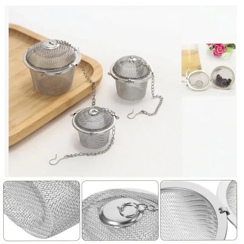 Mesh Infuser med låsekjede Rustfritt stål Te Krydder Sil Ball | Skanto
