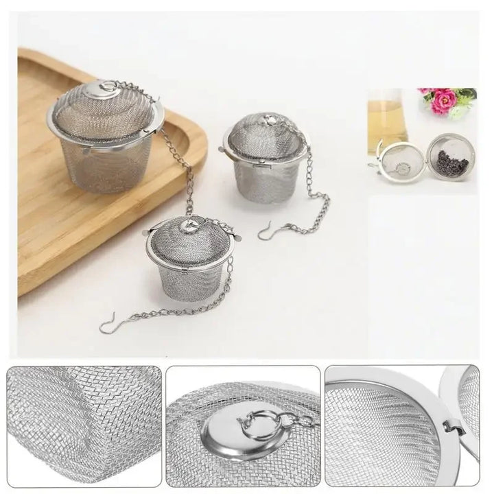 Mesh Infuser med låsekjede Rustfritt stål Te Krydder Sil Ball | Skanto