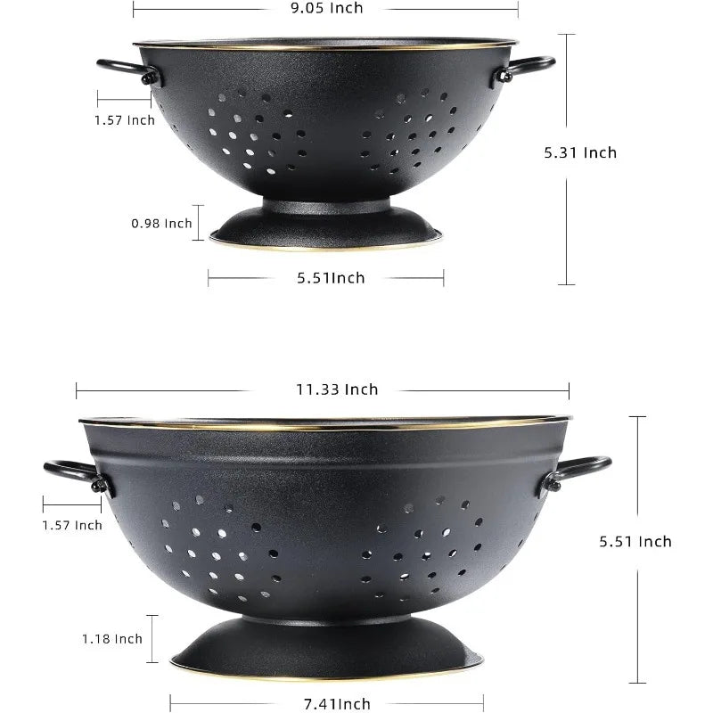 Metal Sildekurver med Håndtak og Solid Bunn Sett av 2 | Skanto