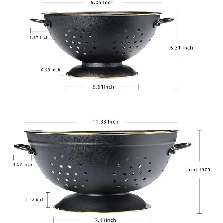 Metal Sildekurver med Håndtak og Solid Bunn Sett av 2 | Skanto