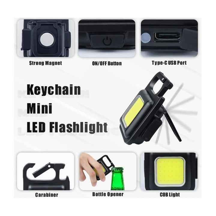 Nøkkelring COB-LED lommelykt - oppladbar - 3 lysmoduser | Skanto
