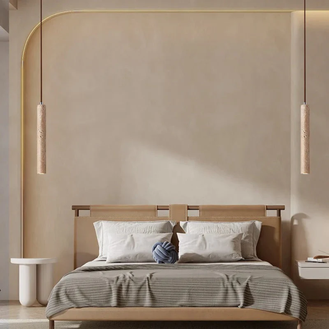 Skanto | Minimalist Travertin Wabi-Sabi Stil LED Kranse - LumoLine