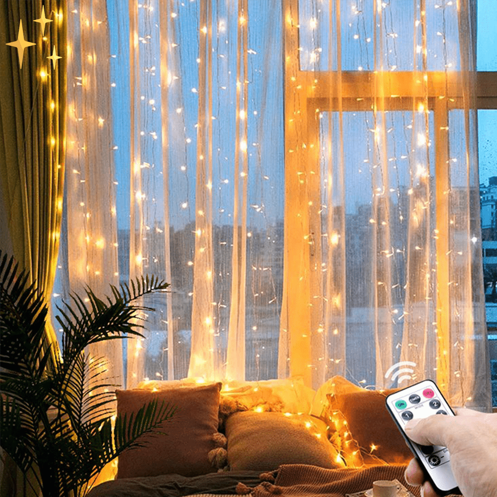 Skanto | Gardinlampe med fjernkontroll og bevegelig lys for en varm, trygg atmosfære hjemme