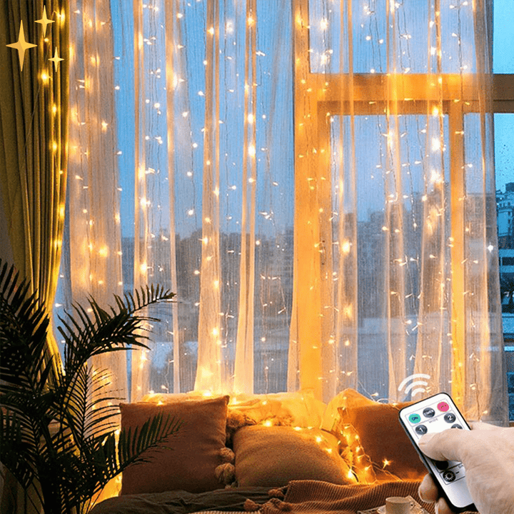 Skanto | Gardinlampe med fjernkontroll og bevegelig lys for en varm, trygg atmosfære hjemme