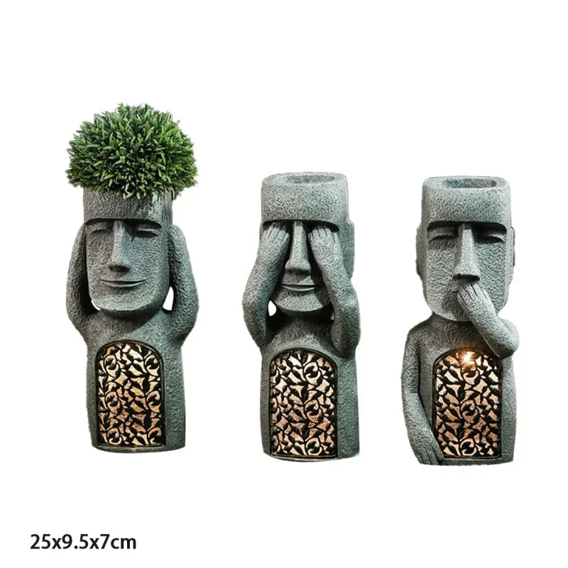 Skanto | MoaiGlow Påskeholmen Plante Statue med LED Lys