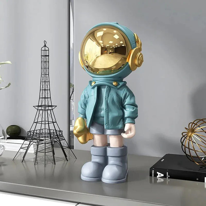 Moderne moderne astronautstatue i gullbelagt harpiksdekor | Skanto