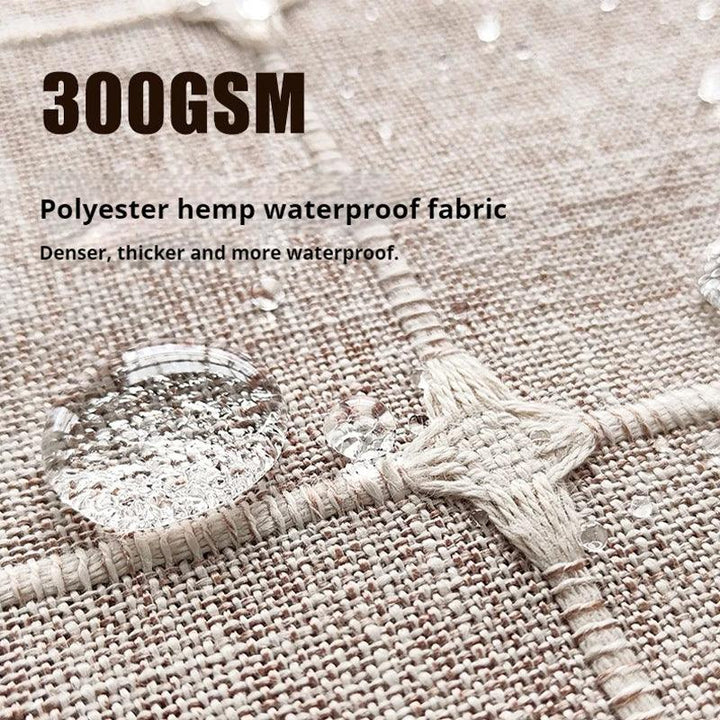 Skanto | Moderne Jacquard Lin Dusjforheng med Frynser (1 stk) │ For Nordisk Bad Dekorasjon