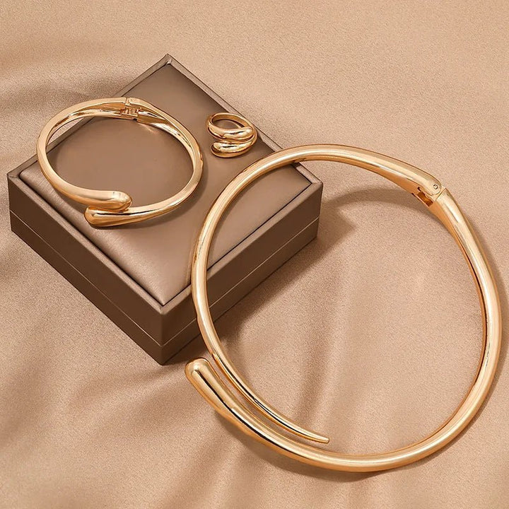 Skanto | Modern Wrap Choker Necklace, Bracelet, Ring Set