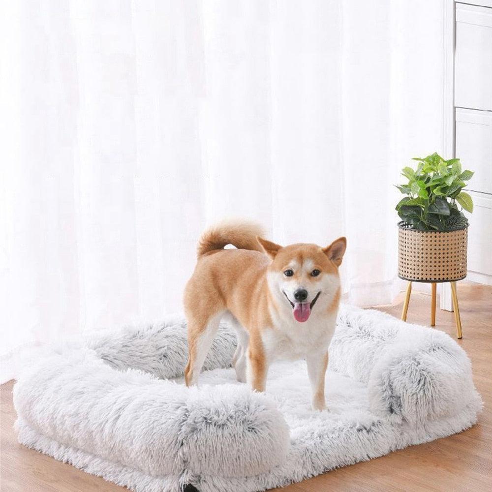 Skanto | Luksuriøs Fluffy Hundeseng med Vaskbart Trekk – Grå